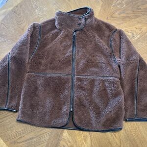 Fabletics Women's Mid-Length Teddy Sherpa/Fleece Lined Coat Size M Brown
